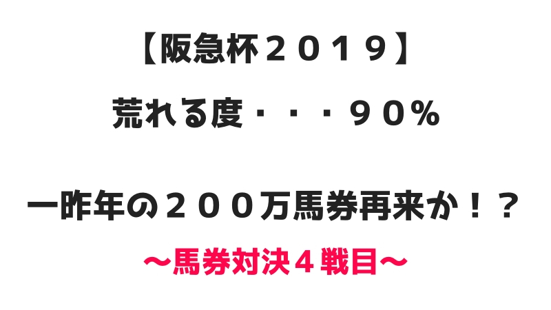 阪急杯２０１９　荒れる度９０% 一昨年の２００万馬券再来か？　馬券対決４戦目