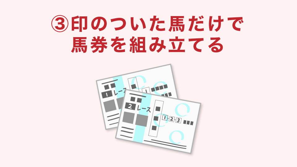 印のついた馬だけで馬券を組み立てる