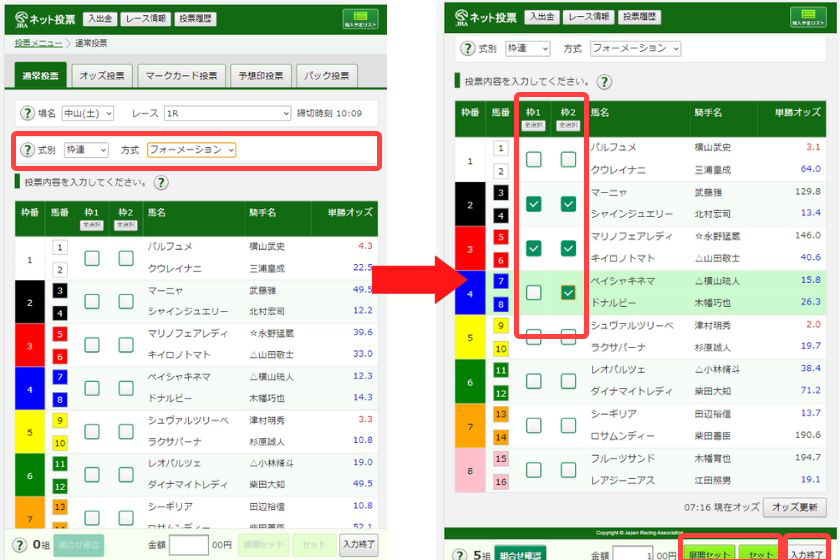 馬券の買い方：フォーメーション02