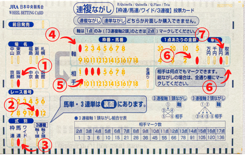 馬券馬連「マークシートながし」