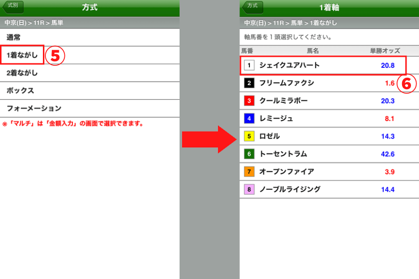 「競馬馬単」スマホながし2