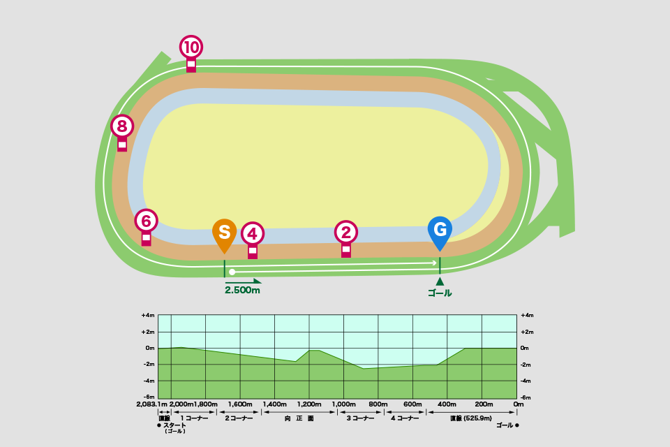 東京競馬場芝2500mコース図