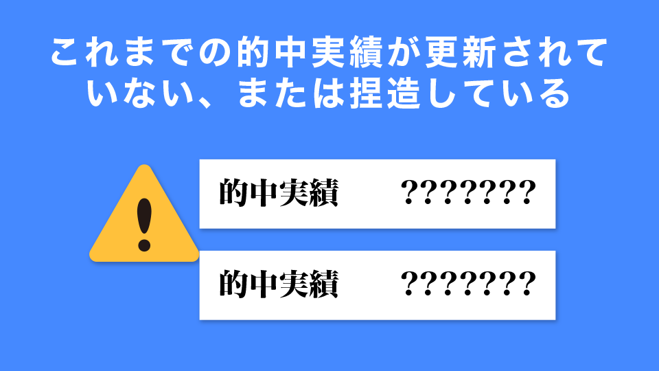 これまでの的中実績が更新されていない、または捏造している